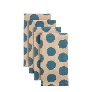 NWT Blue Polka Dot Linen Napkin Set (4)